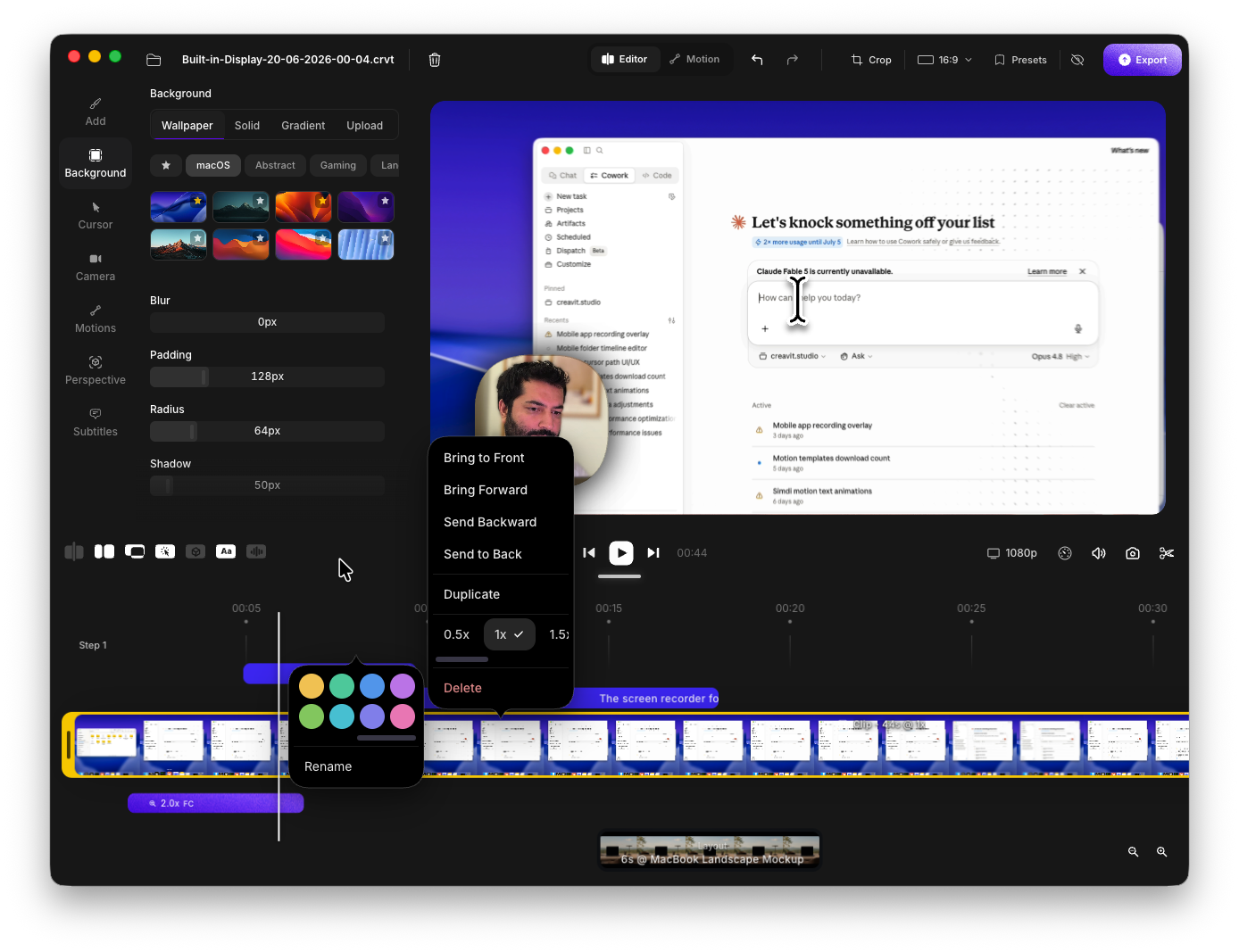 Creavit Studio editor